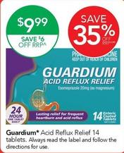 Guardium - Acid Reflux Relief 14 Tablets offers at $9.99 in TerryWhite Chemmart