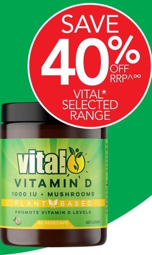 Vital - Vitamin D 60 capsules offers at $17.89 in TerryWhite Chemmart