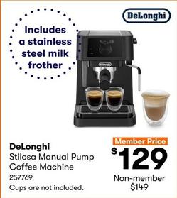 DeLonghi - Stilosa Manual Pump Coffee Machine  offers at $129 in BIG W