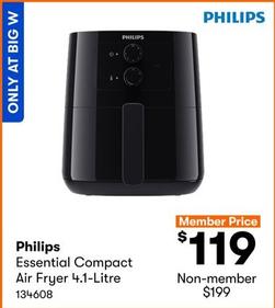 Philips - Essential Compact Air Fryer 4.1 Litre offers at $119 in BIG W