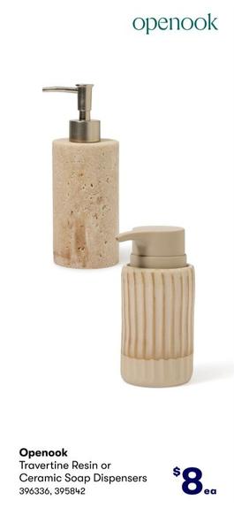 Openook - Travertine Resin or Ceramic Soap Dispensers offers at $8 in BIG W