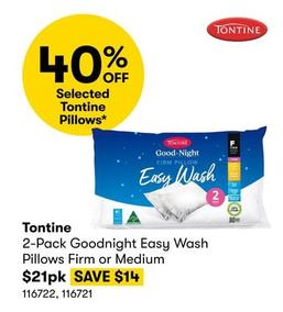 Tontine - 2-Pack Goodnight Easy Wash Pillows Firm or Medium offers at $21 in BIG W