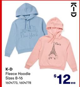 K-D - Fleece Hoodie Sizes 8-16 offers at $12 in BIG W