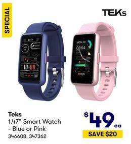 Teks - 1.47” Smart Watch - Blue or Pink offers at $49 in BIG W