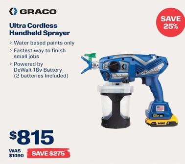 Graco - Ultra Cordless Handheld Sprayer offers at $815 in Dulux