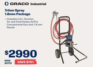 Graco Industrial - Triton Spray 1.8mm Package offers at $2990 in Dulux