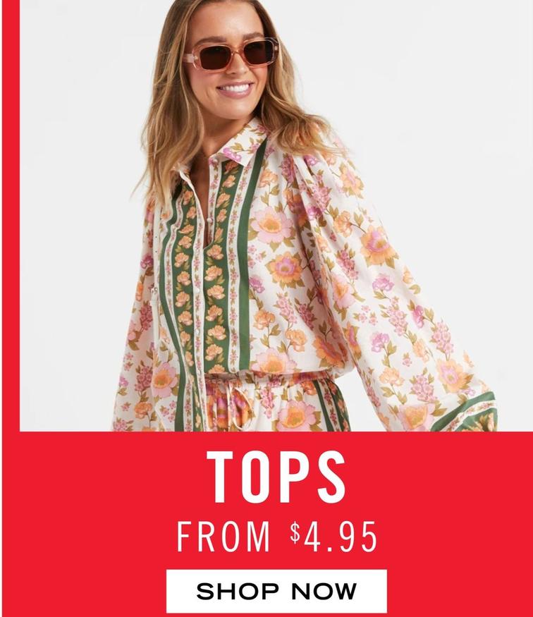 Tops offers at $4.95 in Sportsgirl