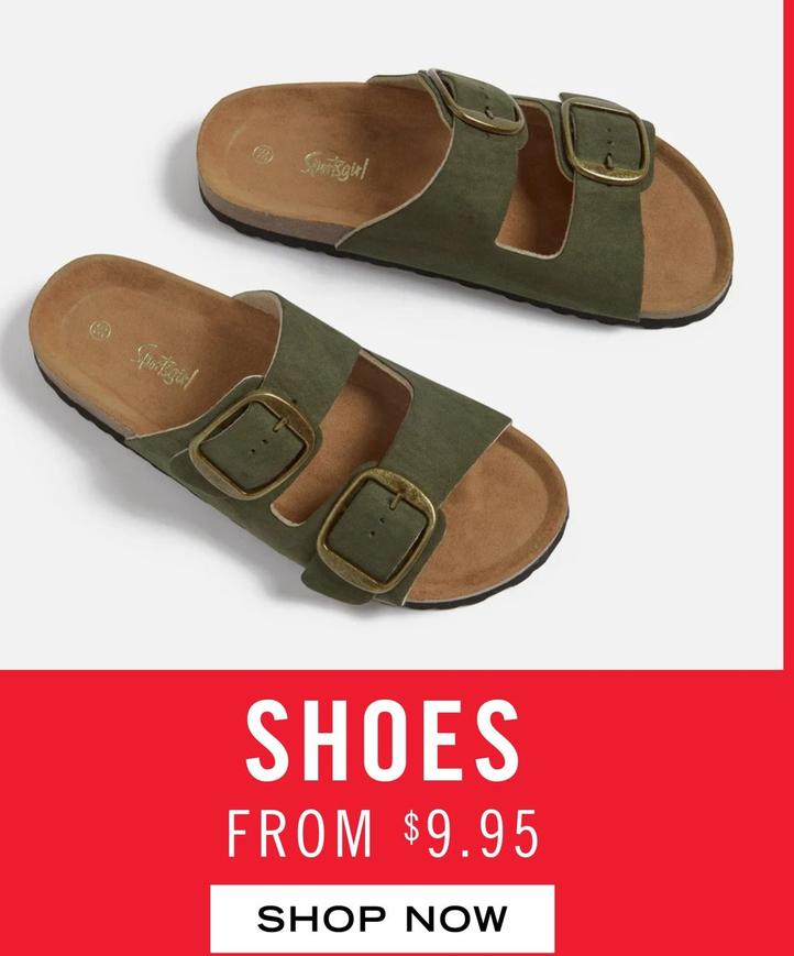 Shoes offers at $9.95 in Sportsgirl