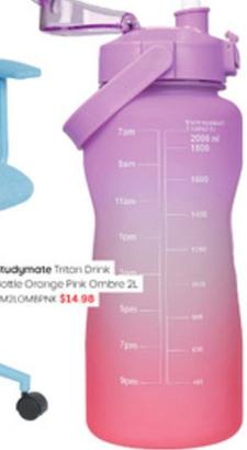 Studymate - Tritan Drink Bottle Orange Pink Ombre  offers at $14.98 in Officeworks