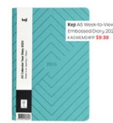 Keji - A5 Week-to-view Embossed Diary 2024 offers at $9.39 in Officeworks