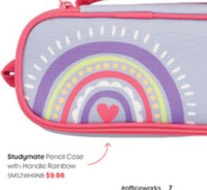 Studymate - Pencil Case With Handle Rainbow  offers at $9.86 in Officeworks