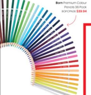 Born - Premium Colour Pencils 36 Pack offers at $39.94 in Officeworks