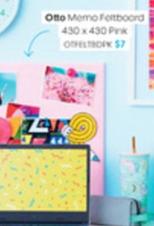 Otto - Memo Feltboord 430 X 430 Pink offers at $7 in Officeworks