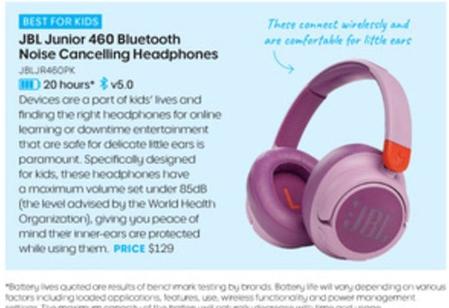 Jbl - Junior 460 Bluetooth Noise Cancelling Headphones offers at $129 in Officeworks