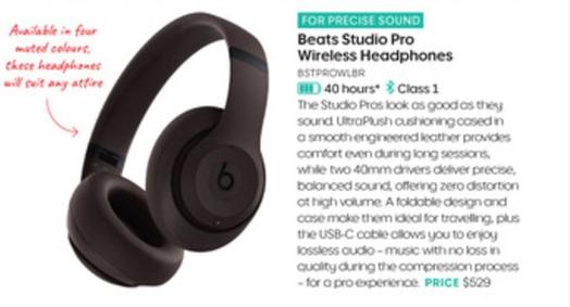 Beats - Studio Pro Wireless Headphones offers at $529 in Officeworks