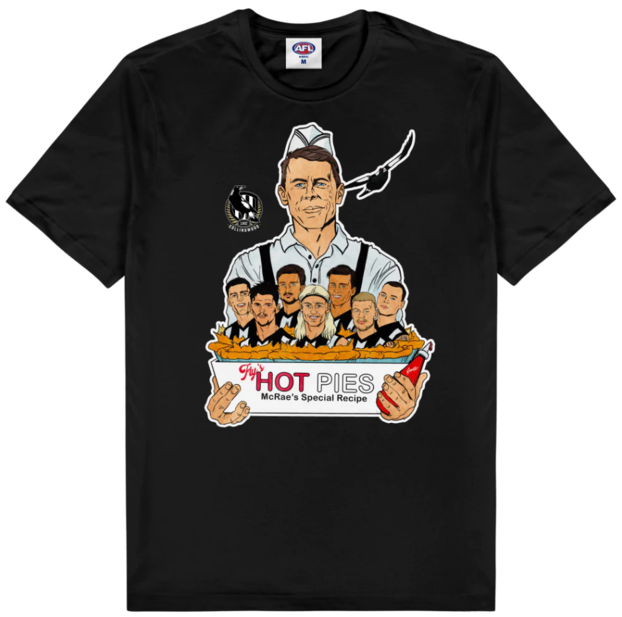Collingwood 2023 Premiers Grange Hot Pies Adults Tee offers at $23.99 in AFL Store