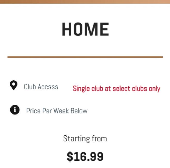 Home offers at $16.99 in Fitness First