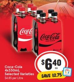 Coca Cola - 4x330ml Selected Varieties offers at $6.4 in IGA