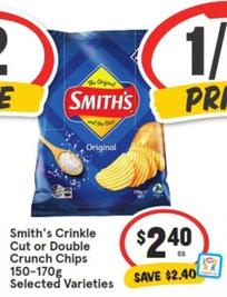 Smith's - Crinkle Cut Or Double Crunch Chips 150-170g Selected Varieties offers at $2.4 in IGA