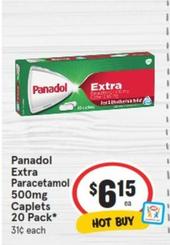 Panadol - Extra Paracetamol 500mg Caplets 20 Pack offers at $6.15 in IGA