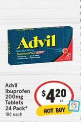 Advil - Ibuprofen 200mg Tablets 24 Pack offers at $4.2 in IGA