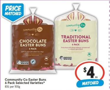 Community Co - Easter Buns 6 Pack Selected Varieties offers at $4 in IGA