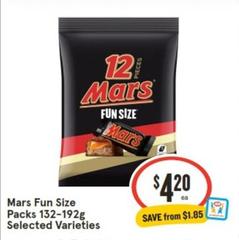 Mars - Fun Size Packs 132‑192g Selected Varieties offers at $4.2 in IGA
