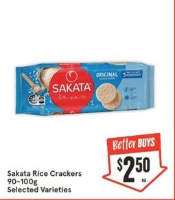 Sakata - Rice Crackers 90‑100g Selected Varieties offers at $2.5 in IGA