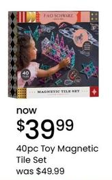 FAO Schwarz - 40pc Toy Magnetic Tile Set offers at $39.99 in Myer
