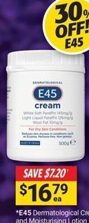 E 45 - Dermatological Cream Tub 500g offers at $16.79 in Cincotta Chemist