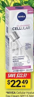 Nivea - Cellular Hyaluronic Serum 30ml offers at $22.49 in Cincotta Chemist