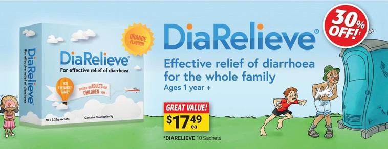 Diarelieve - 10 Sachets offers at $17.49 in Cincotta Chemist