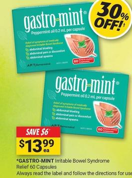 Gastro-mint -Irritable Bowel Syndrome Relief 60 Capsules offers at $13.99 in Cincotta Chemist