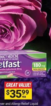 Telfast - Kids Hayfever And Allergy 180mg 60 Tablets offers at $35.99 in Cincotta Chemist