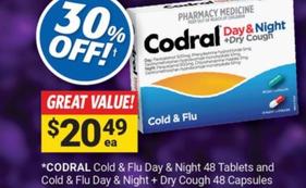 Codral - Cold & Flu Day & Night 48 Tablets offers at $20.49 in Cincotta Chemist