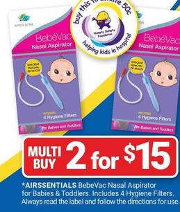 Airssentials - Bebevac Nasal Aspirator For Babies & Toddlers offers at $15 in Cincotta Chemist