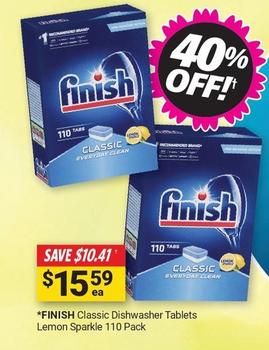 Finish - Classic Dishwasher Tablets Lemon Sparkle 110 Pack offers at $15.59 in Cincotta Chemist