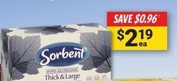 Sorbent - Facial Tissues Thick & Large 95 Pack offers at $2.19 in Cincotta Chemist