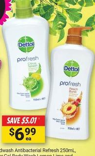 Dettol - Profresh Shower Gel Body Wash Lemon Lime And Peach Burst 950ml offers at $6.99 in Cincotta Chemist