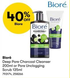 Bioré - Deep Pore Charcoal Cleanser 200ml or Pore Unclogging Scrub 135ml  offers in BIG W