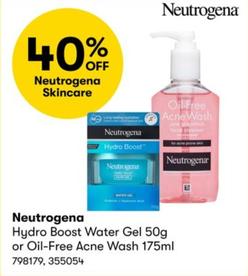 Neutrogena - Hydro Boost Water Gel 50g or Oil-Free Acne Wash 175ml offers in BIG W