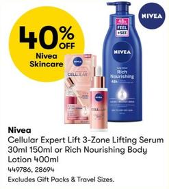 Nivea - Cellular Expert Lift 3-Zone Lifting Serum 30ml 150ml or Rich Nourishing Body Lotion 400ml offers in BIG W