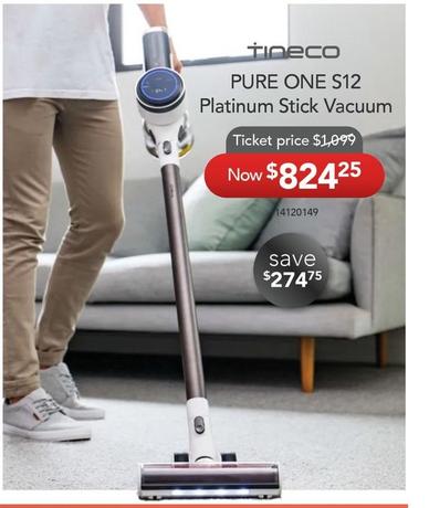Tineco - PURE ONE S12 Platinum Stick Vacuum  offers at $824.25 in Godfreys