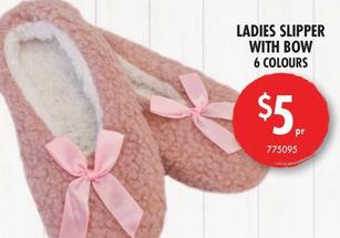 Ladies Slipper With Bow offers at $5 in Red Dot