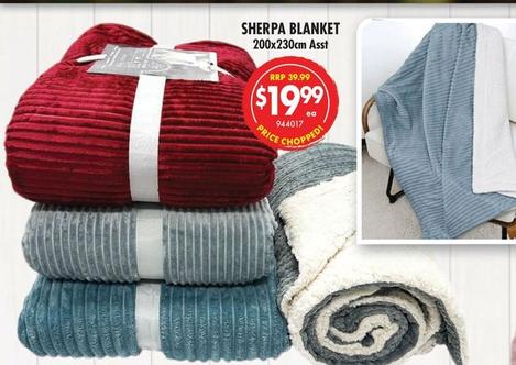 Sherpa Blanket offers at $19.99 in Red Dot