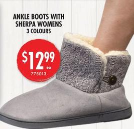 Ankle Boots With Sherpa Womens offers at $12.99 in Red Dot