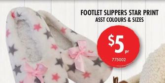 Footlet Slippers Star Print offers at $5 in Red Dot