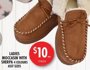 Ladies Moccasin With Sherpa offers at $10 in Red Dot