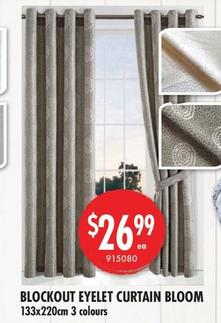 Blockout Eyelet Curtain Bloom offers at $26.99 in Red Dot