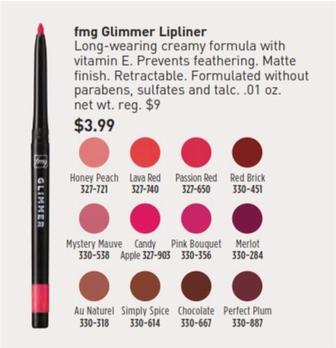 Fmg - Glimmer Lipliner offers at $3.99 in Avon